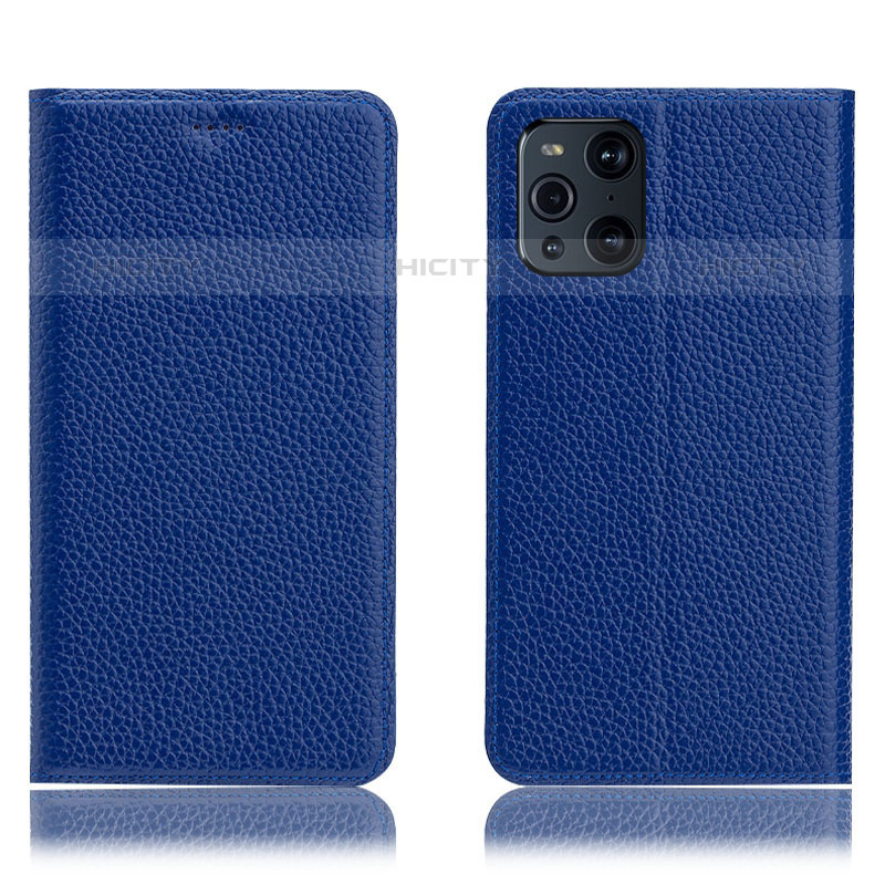 Handytasche Stand Schutzhülle Flip Leder Hülle H02P für Oppo Find X3 Pro 5G Blau