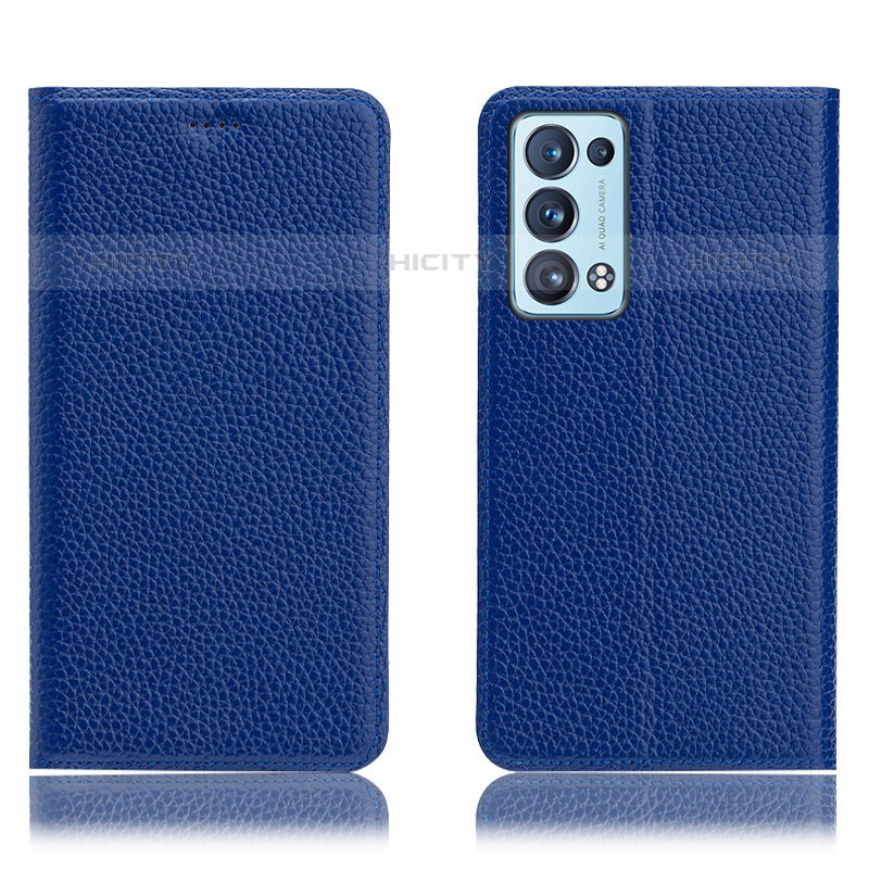 Handytasche Stand Schutzhülle Flip Leder Hülle H02P für Oppo Reno6 Pro 5G Blau