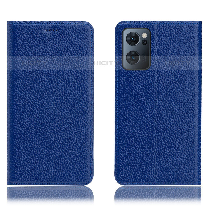 Handytasche Stand Schutzhülle Flip Leder Hülle H02P für Oppo Reno7 5G Blau Plus