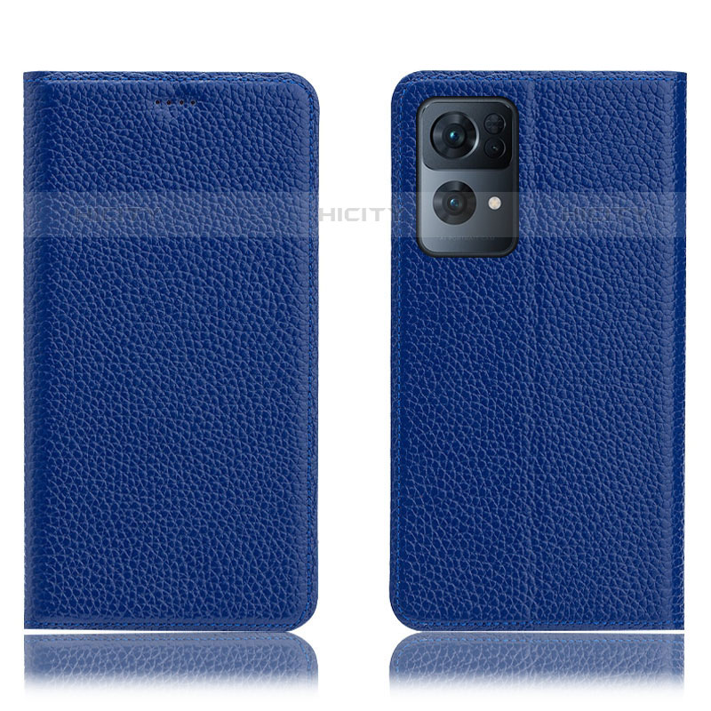 Handytasche Stand Schutzhülle Flip Leder Hülle H02P für Oppo Reno7 Pro 5G Blau