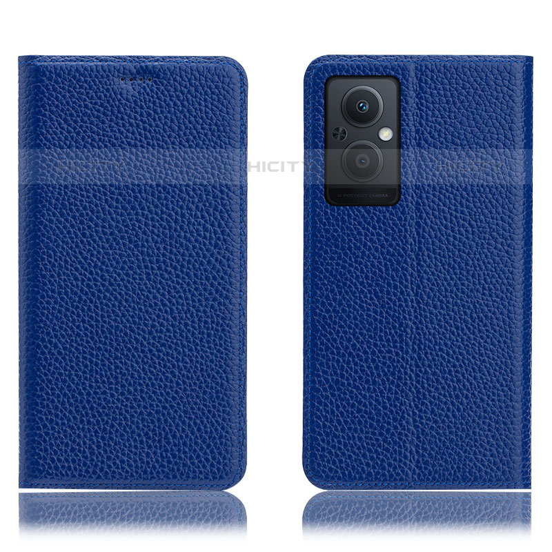 Handytasche Stand Schutzhülle Flip Leder Hülle H02P für Oppo Reno8 Lite 5G Blau