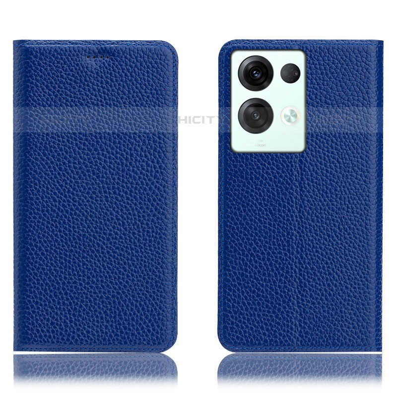 Handytasche Stand Schutzhülle Flip Leder Hülle H02P für Oppo Reno8 Pro 5G Blau