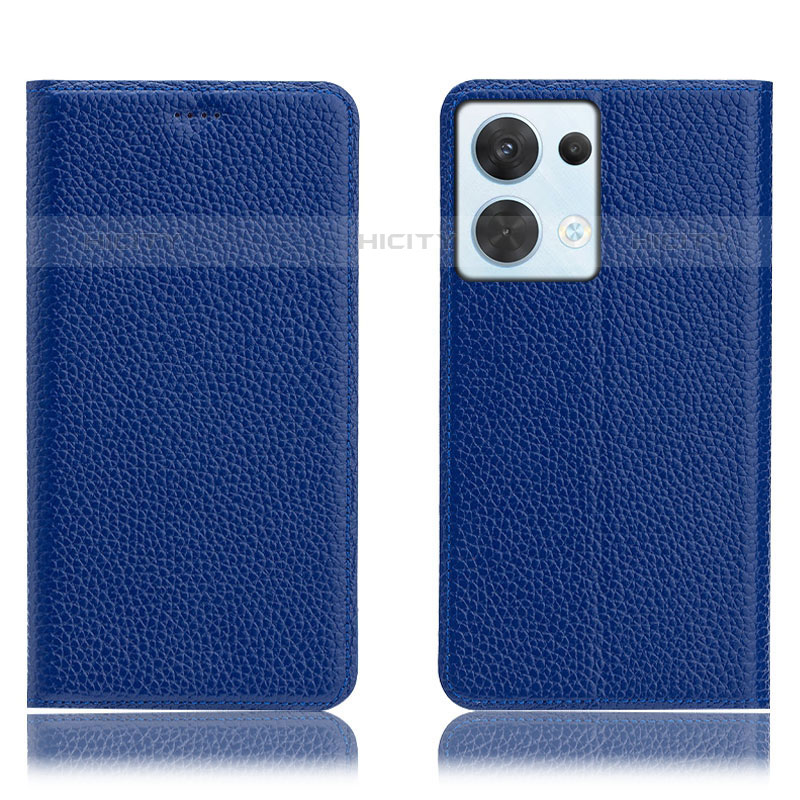 Handytasche Stand Schutzhülle Flip Leder Hülle H02P für Oppo Reno9 5G Blau