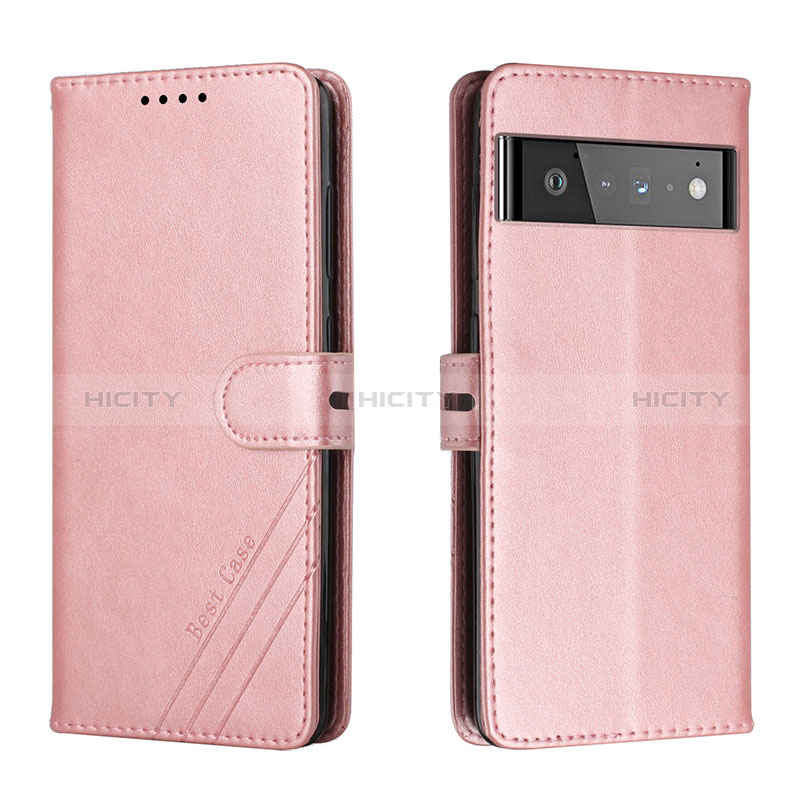 Handytasche Stand Schutzhülle Flip Leder Hülle H02X für Google Pixel 6 Pro 5G Rosegold Plus