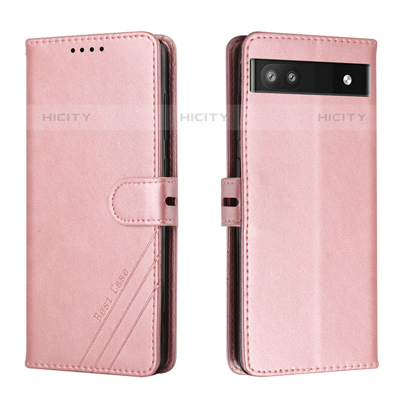 Handytasche Stand Schutzhülle Flip Leder Hülle H02X für Google Pixel 6a 5G Rosegold Plus