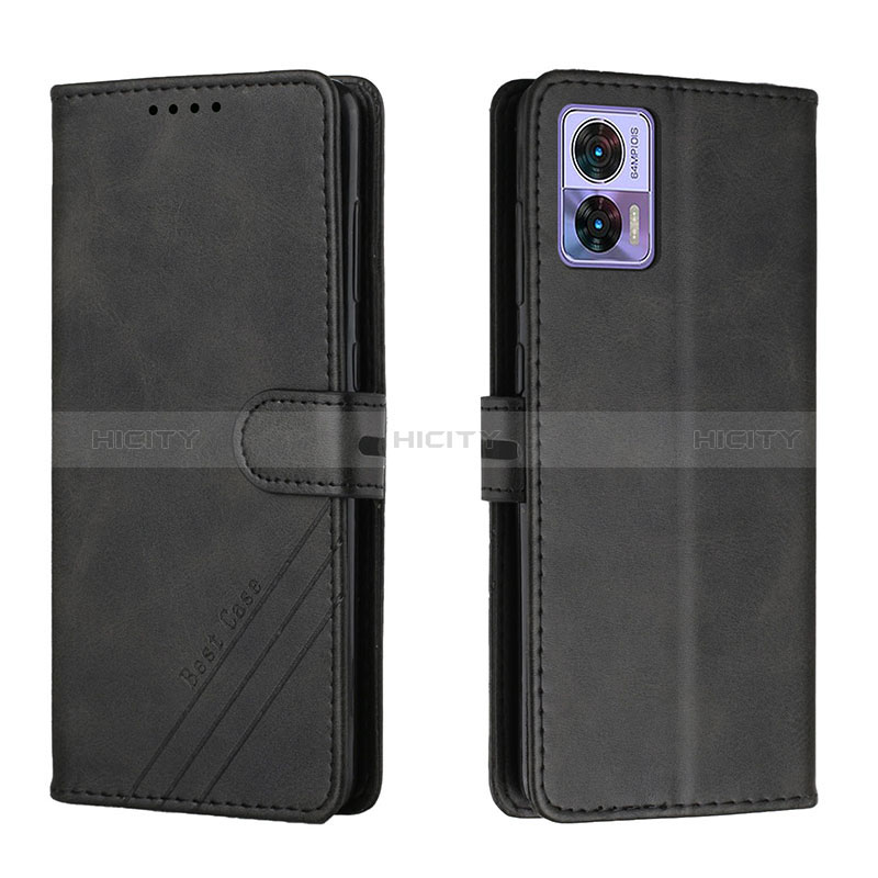 Handytasche Stand Schutzhülle Flip Leder Hülle H02X für Motorola Moto Edge 30 Lite 5G Schwarz