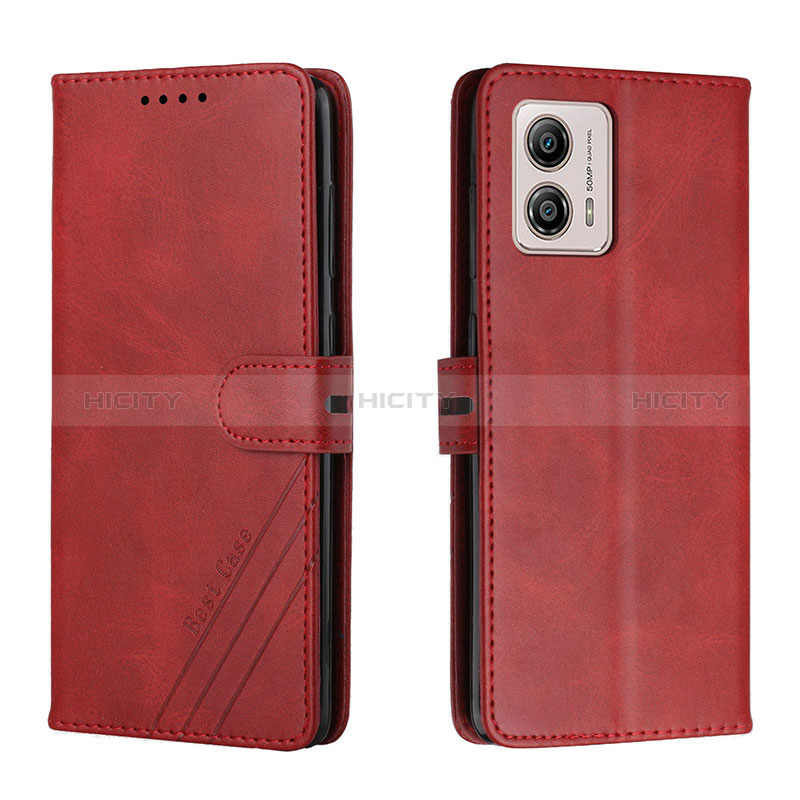 Handytasche Stand Schutzhülle Flip Leder Hülle H02X für Motorola Moto G53 5G Rot Plus