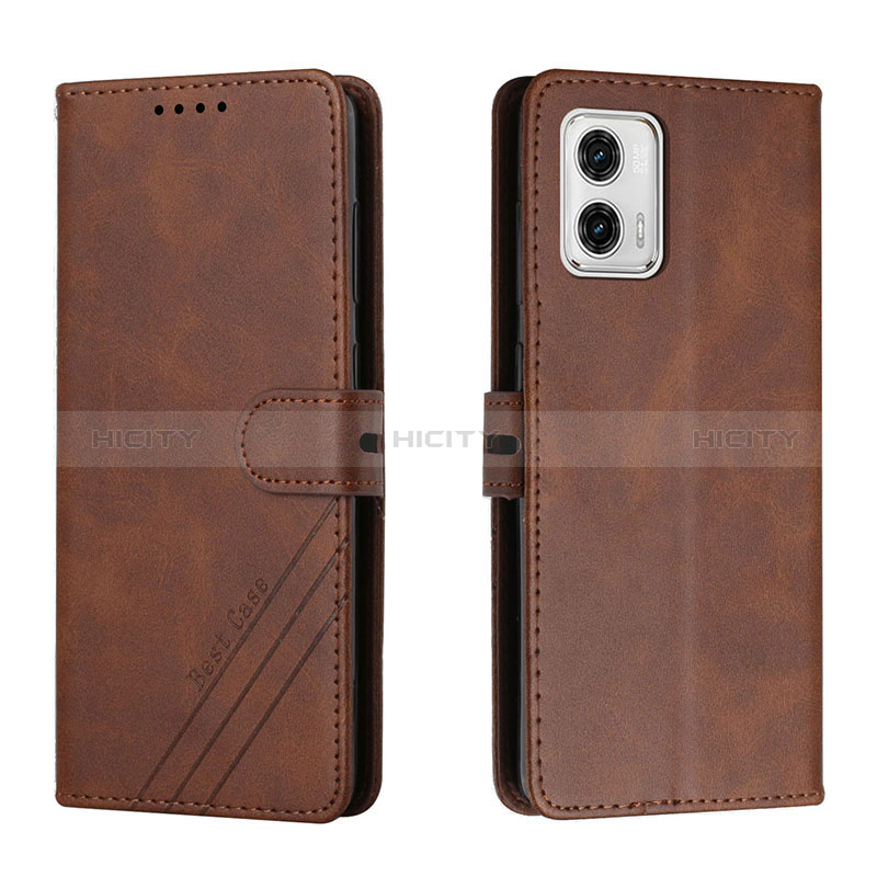 Handytasche Stand Schutzhülle Flip Leder Hülle H02X für Motorola Moto G73 5G Braun