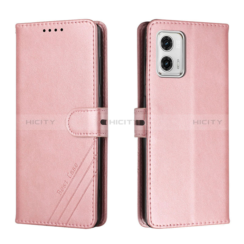 Handytasche Stand Schutzhülle Flip Leder Hülle H02X für Motorola Moto G73 5G Rosegold