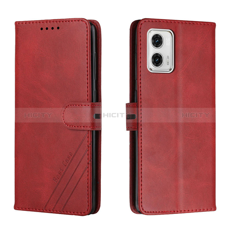 Handytasche Stand Schutzhülle Flip Leder Hülle H02X für Motorola Moto G73 5G Rot