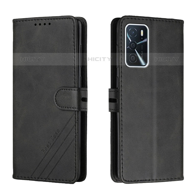 Handytasche Stand Schutzhülle Flip Leder Hülle H02X für Oppo A55 5G Schwarz Plus