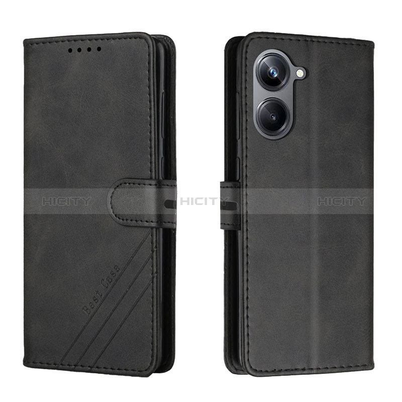 Handytasche Stand Schutzhülle Flip Leder Hülle H02X für Realme 10 Pro 5G Schwarz