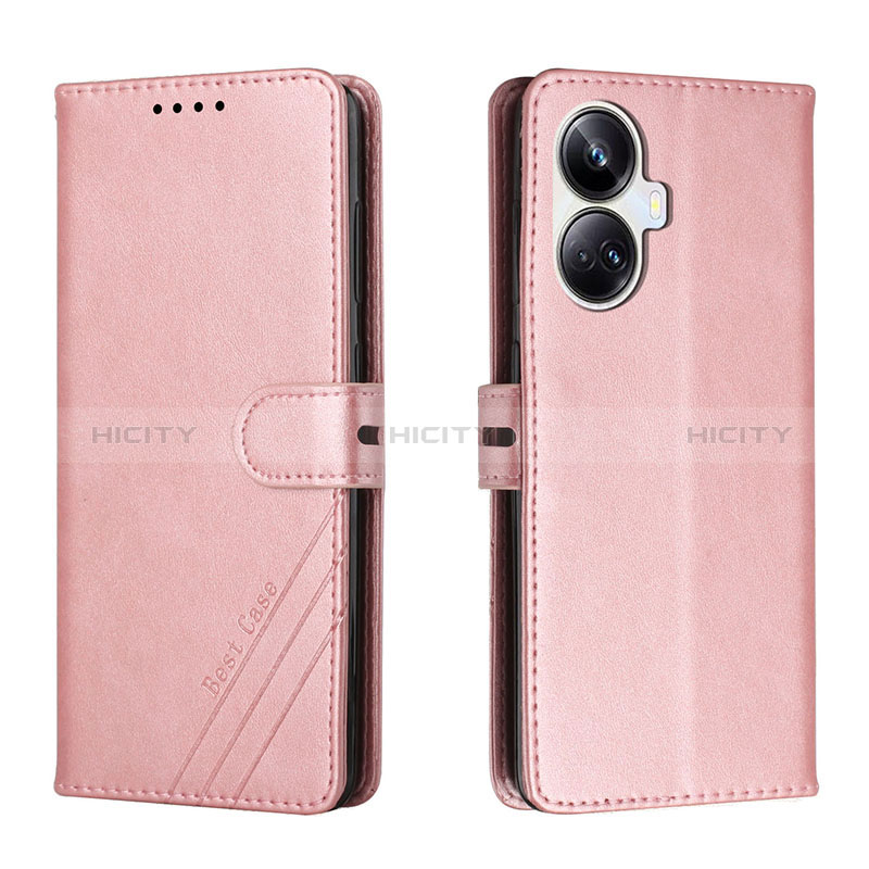 Handytasche Stand Schutzhülle Flip Leder Hülle H02X für Realme 10 Pro+ Plus 5G Rosegold