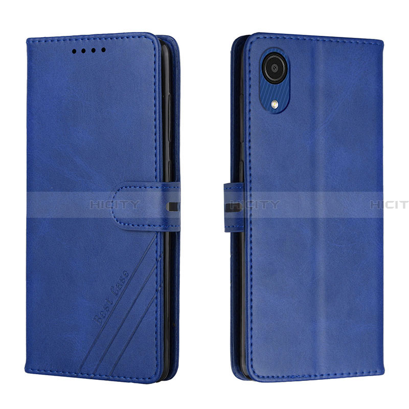 Handytasche Stand Schutzhülle Flip Leder Hülle H02X für Samsung Galaxy A03 Core Blau Plus