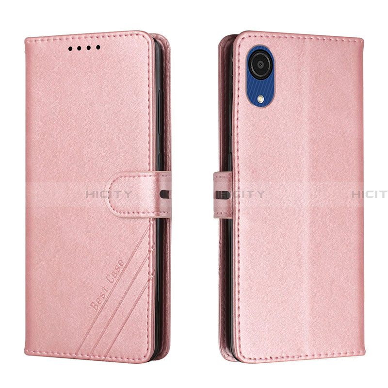 Handytasche Stand Schutzhülle Flip Leder Hülle H02X für Samsung Galaxy A03 Core Rosegold Plus