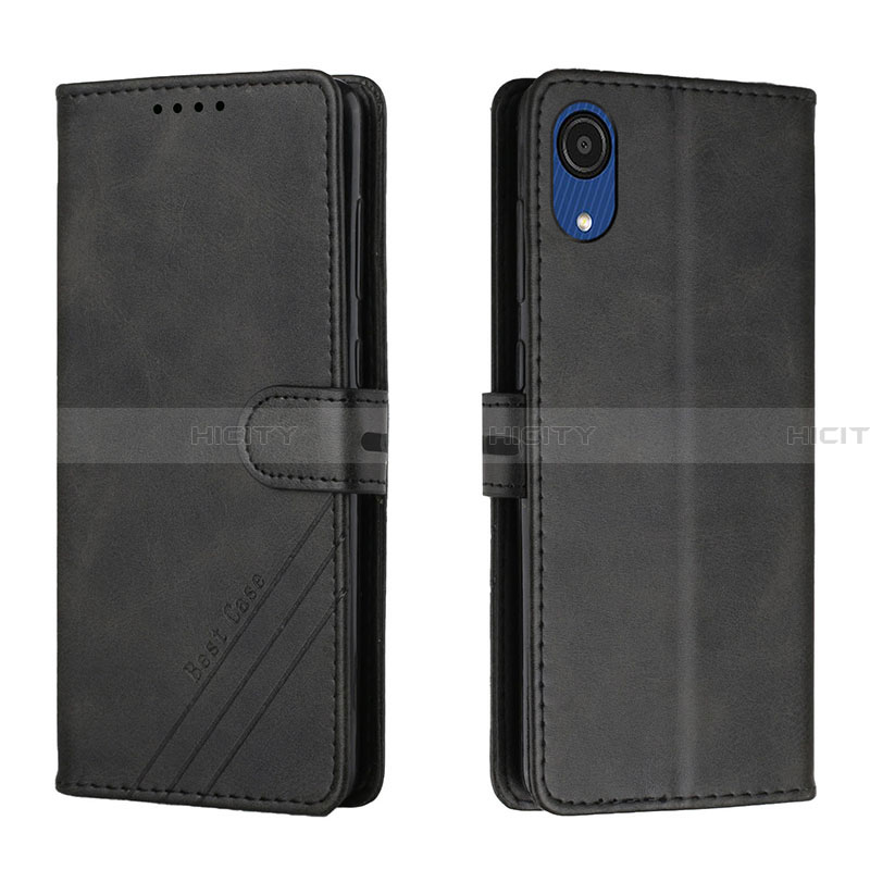 Handytasche Stand Schutzhülle Flip Leder Hülle H02X für Samsung Galaxy A03 Core Schwarz Plus