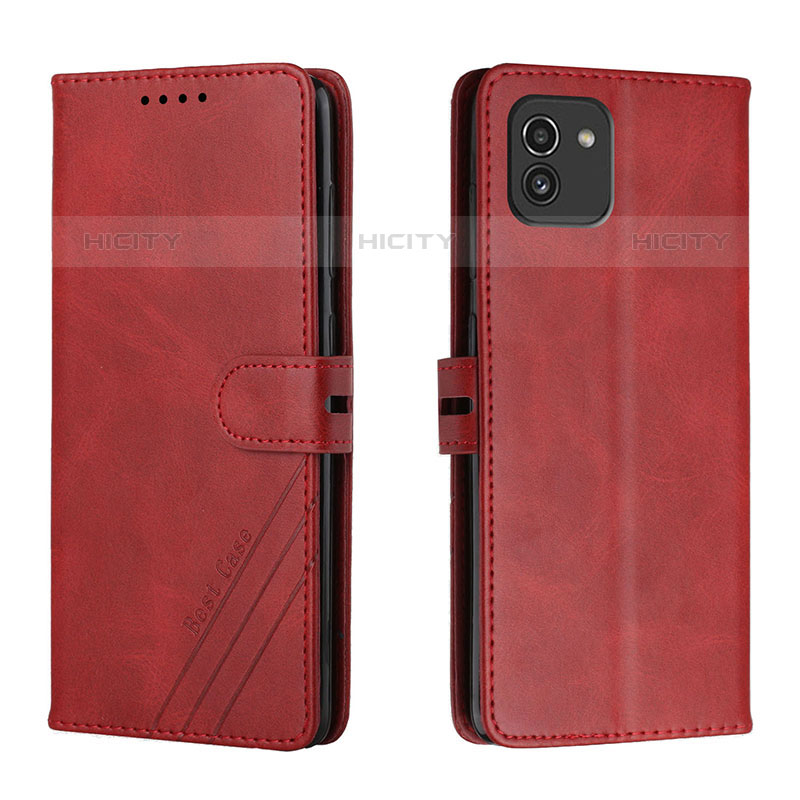 Handytasche Stand Schutzhülle Flip Leder Hülle H02X für Samsung Galaxy A03 Rot