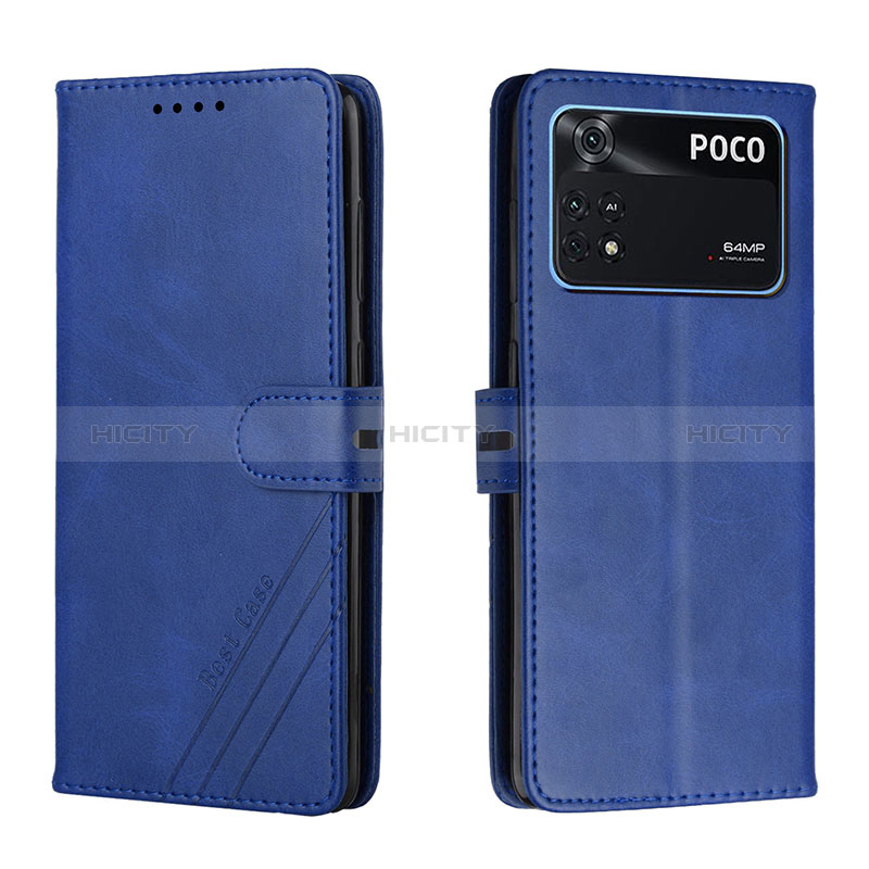 Handytasche Stand Schutzhülle Flip Leder Hülle H02X für Xiaomi Poco M4 Pro 4G Blau