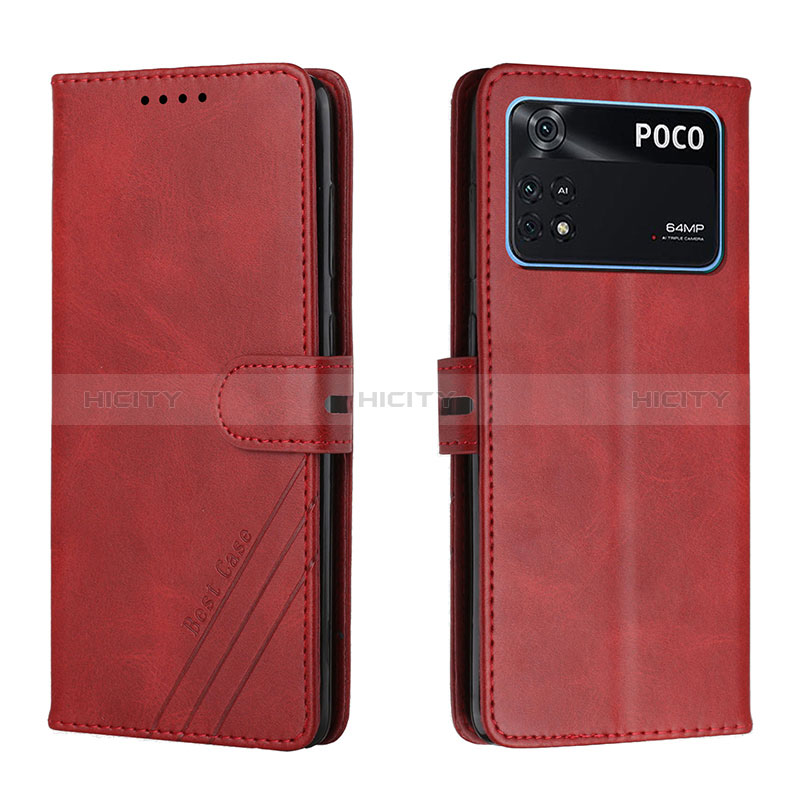 Handytasche Stand Schutzhülle Flip Leder Hülle H02X für Xiaomi Poco M4 Pro 4G Rot