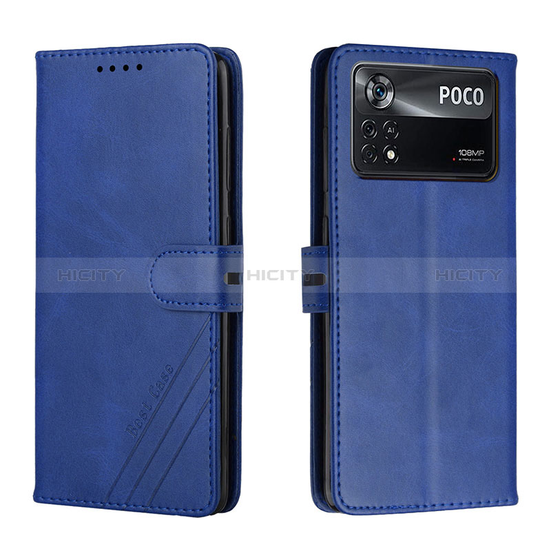 Handytasche Stand Schutzhülle Flip Leder Hülle H02X für Xiaomi Poco X4 Pro 5G Blau