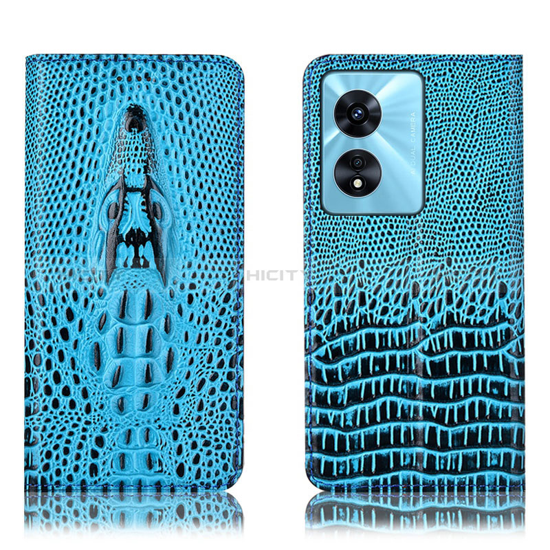 Handytasche Stand Schutzhülle Flip Leder Hülle H03P für Oppo A1 Pro 5G Hellblau