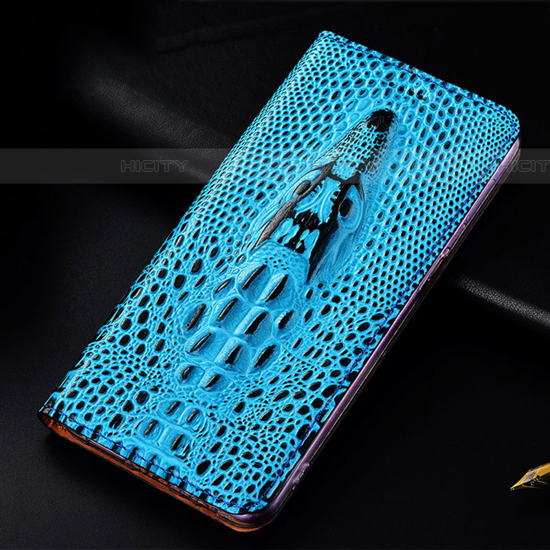 Handytasche Stand Schutzhülle Flip Leder Hülle H03P für Samsung Galaxy A03s Hellblau