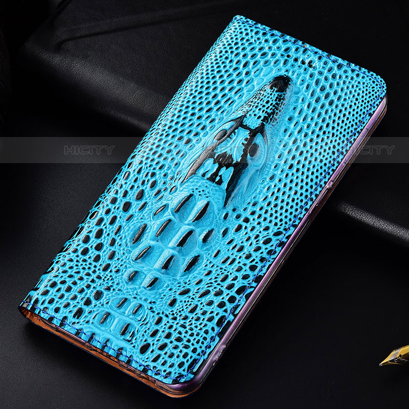 Handytasche Stand Schutzhülle Flip Leder Hülle H03P für Samsung Galaxy S23 5G Hellblau