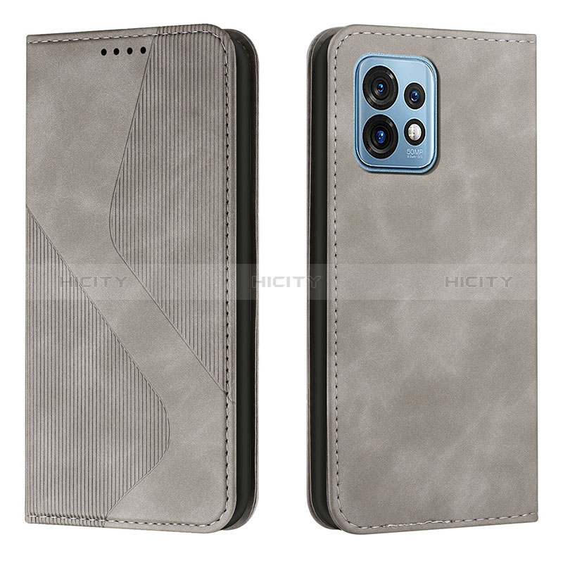 Handytasche Stand Schutzhülle Flip Leder Hülle H03X für Motorola Moto Edge Plus (2023) 5G Grau