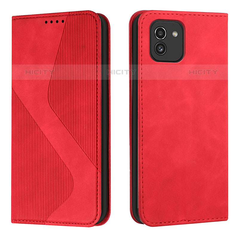 Handytasche Stand Schutzhülle Flip Leder Hülle H03X für Samsung Galaxy A03 Rot