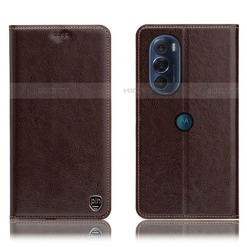 Handytasche Stand Schutzhülle Flip Leder Hülle H04P für Motorola Moto Edge Plus (2022) 5G Braun Plus