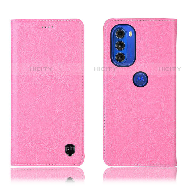 Handytasche Stand Schutzhülle Flip Leder Hülle H04P für Motorola Moto G51 5G Rosa