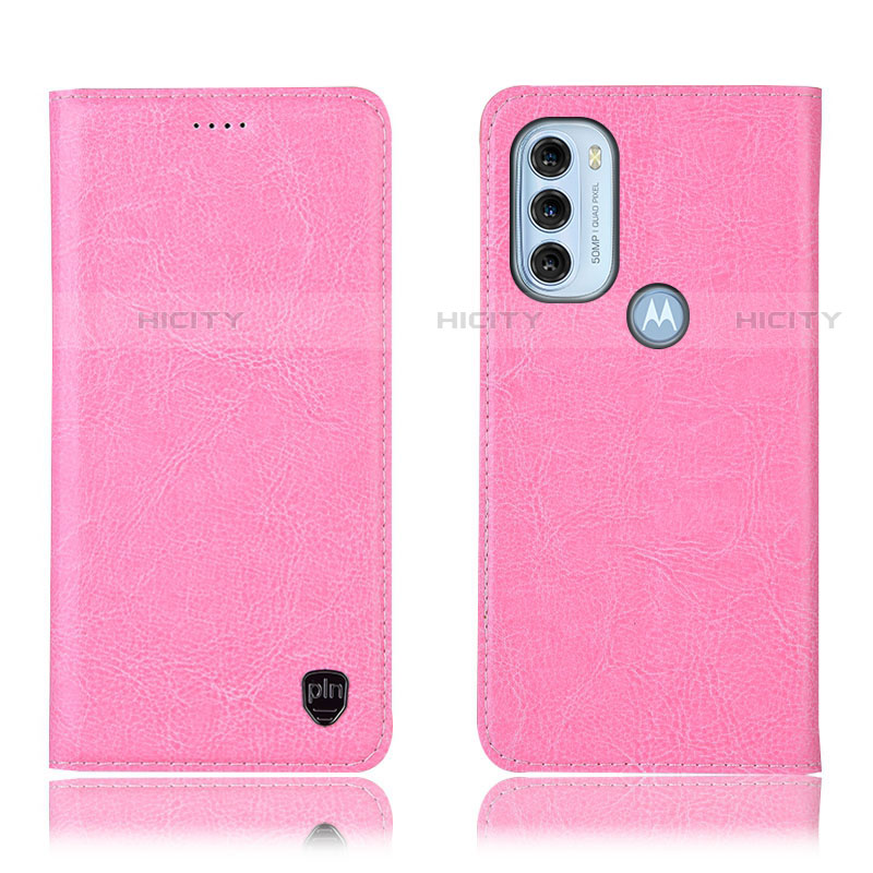 Handytasche Stand Schutzhülle Flip Leder Hülle H04P für Motorola Moto G71 5G Rosa