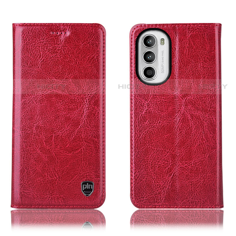 Handytasche Stand Schutzhülle Flip Leder Hülle H04P für Motorola Moto G71s 5G Rot Plus