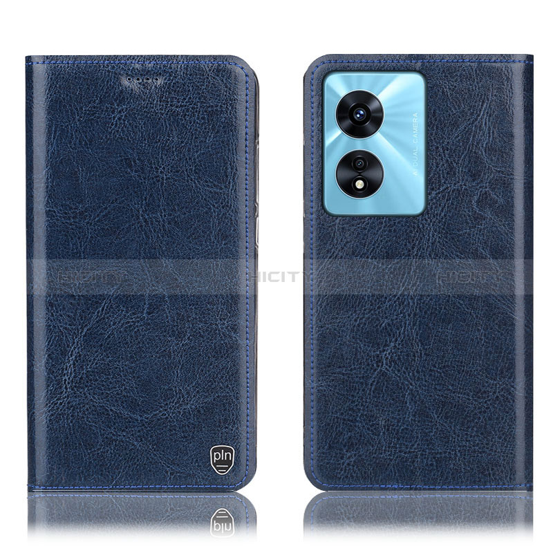 Handytasche Stand Schutzhülle Flip Leder Hülle H04P für Oppo A18 Blau Plus