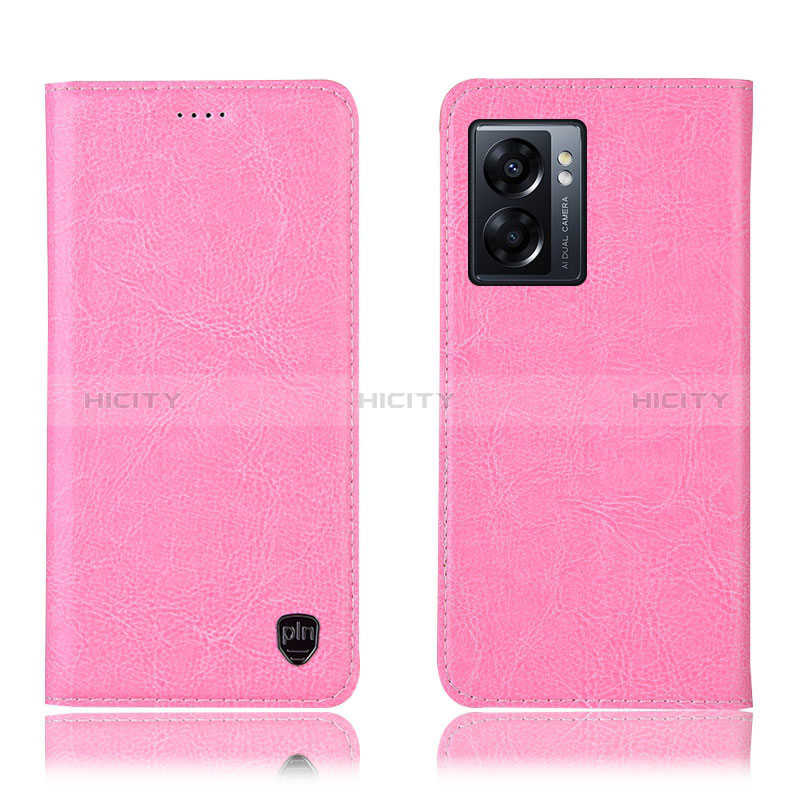 Handytasche Stand Schutzhülle Flip Leder Hülle H04P für Oppo A56S 5G Rosa Plus