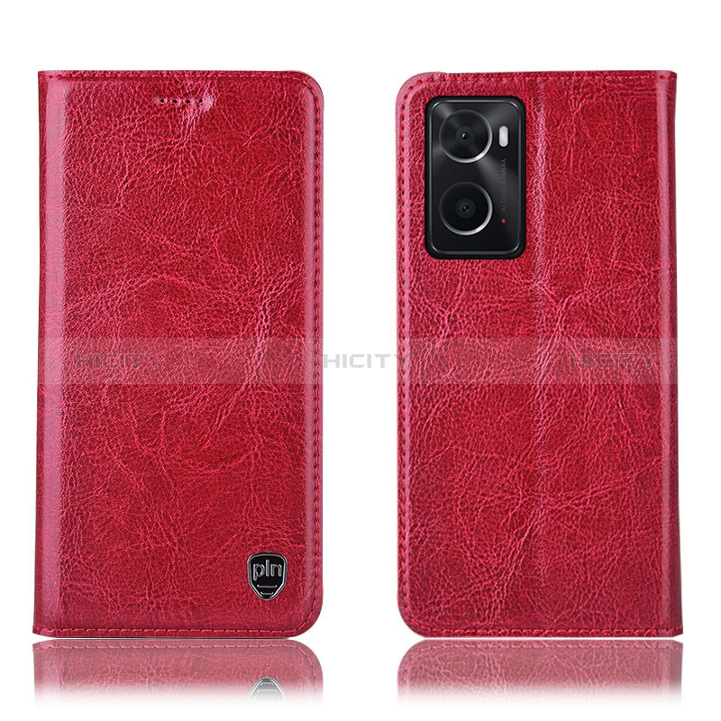 Handytasche Stand Schutzhülle Flip Leder Hülle H04P für Oppo A76 Rot Plus