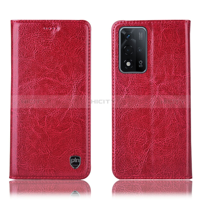 Handytasche Stand Schutzhülle Flip Leder Hülle H04P für Oppo A93s 5G Rot Plus