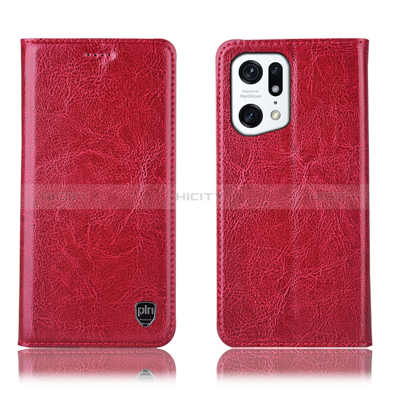 Handytasche Stand Schutzhülle Flip Leder Hülle H04P für Oppo Find X5 5G Rot Plus