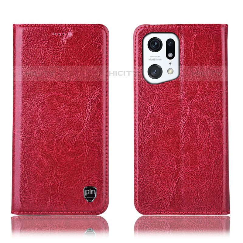 Handytasche Stand Schutzhülle Flip Leder Hülle H04P für Oppo Find X5 Pro 5G Rot Plus