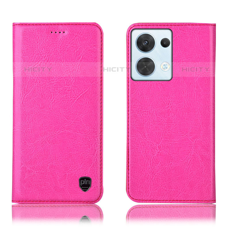 Handytasche Stand Schutzhülle Flip Leder Hülle H04P für Oppo Reno9 5G Pink Plus