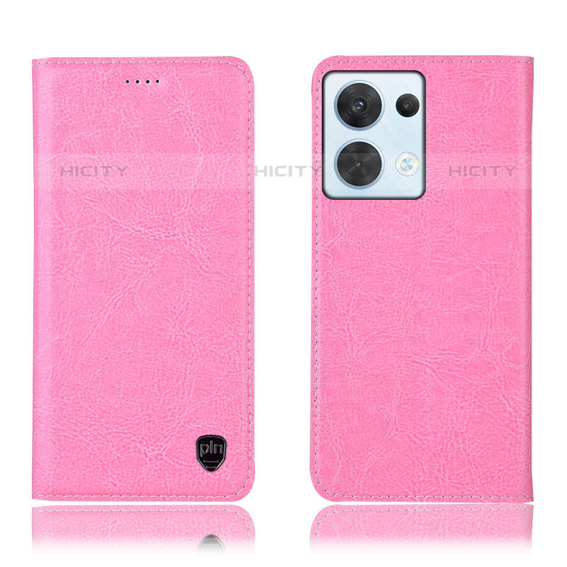 Handytasche Stand Schutzhülle Flip Leder Hülle H04P für Oppo Reno9 5G Rosa Plus