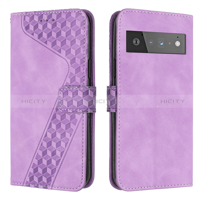 Handytasche Stand Schutzhülle Flip Leder Hülle H04X für Google Pixel 6 Pro 5G Violett Plus