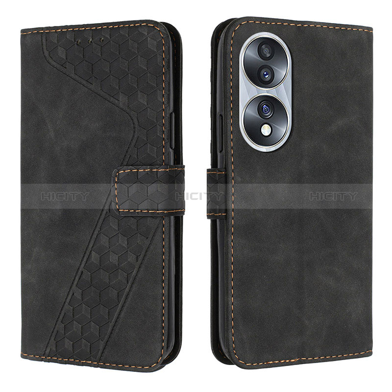 Handytasche Stand Schutzhülle Flip Leder Hülle H04X für Huawei Honor X7b Schwarz