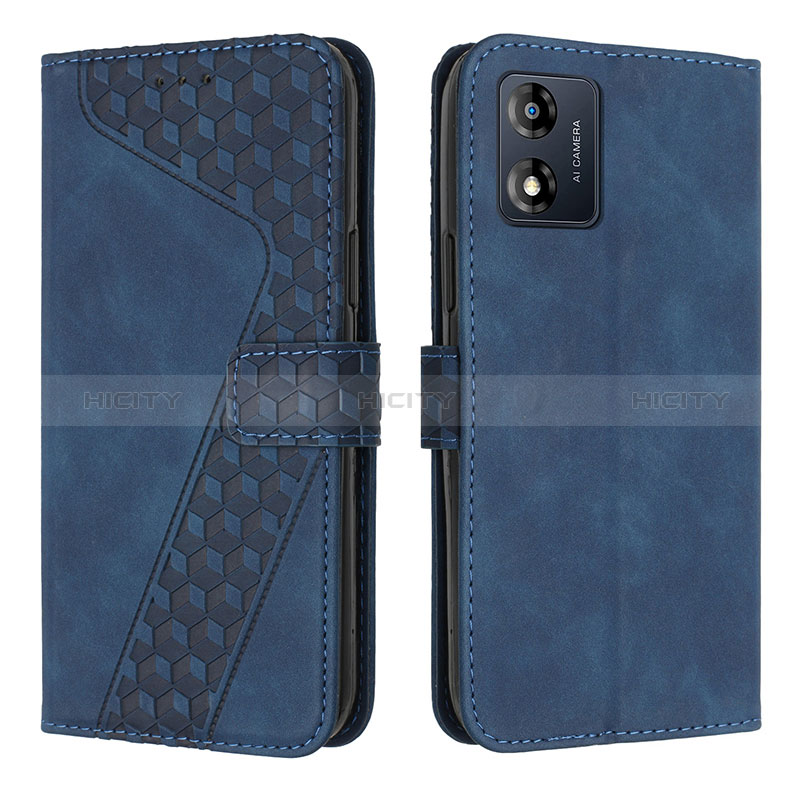 Handytasche Stand Schutzhülle Flip Leder Hülle H04X für Motorola Moto E13 Blau