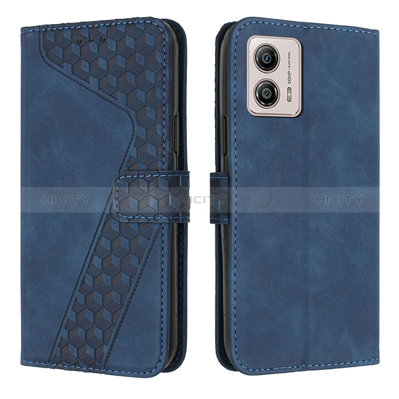 Handytasche Stand Schutzhülle Flip Leder Hülle H04X für Motorola Moto G53 5G Blau