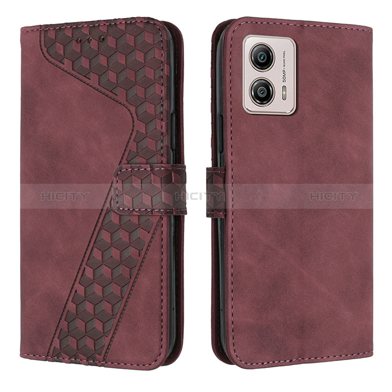 Handytasche Stand Schutzhülle Flip Leder Hülle H04X für Motorola Moto G53y 5G Rot