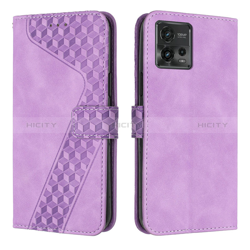 Handytasche Stand Schutzhülle Flip Leder Hülle H04X für Motorola Moto G72 Violett Plus