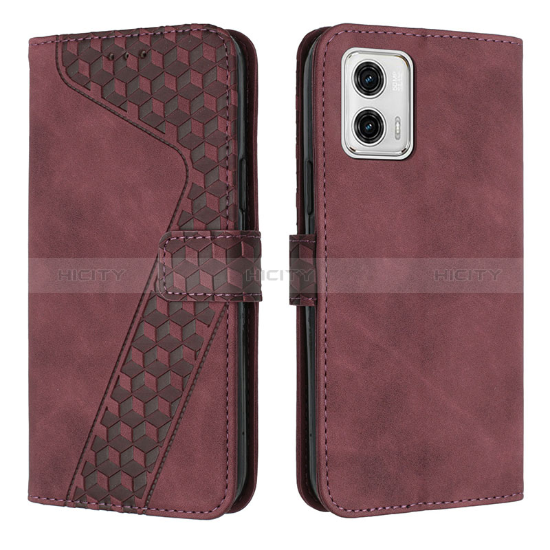 Handytasche Stand Schutzhülle Flip Leder Hülle H04X für Motorola Moto G73 5G Rot Plus