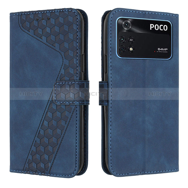 Handytasche Stand Schutzhülle Flip Leder Hülle H04X für Xiaomi Poco M4 Pro 4G Blau