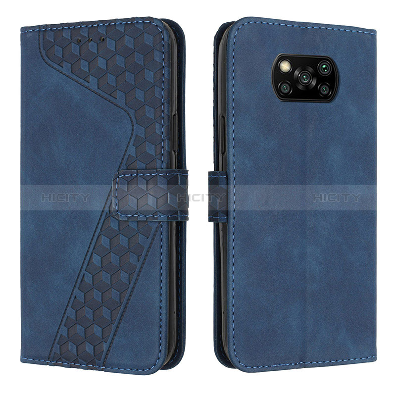 Handytasche Stand Schutzhülle Flip Leder Hülle H04X für Xiaomi Poco X3 Blau Plus